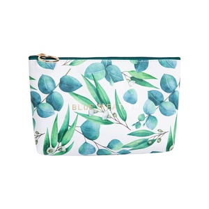 Sac cosmétique portatif d'impression tropicale, pochette de maquillage imperméable en gros de modèle de feuille de cuir d'unité centrale - Product Image 5