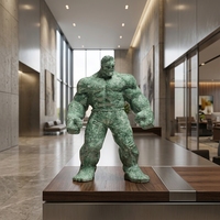Nouvelle figurine de Hulk, super-héros Marvel, en marbre vert poli, sculptée et gravée, design moderne, souvenir, statue, 350 mm, décoration d'intérieur