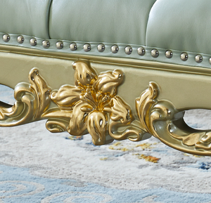 Tabouret de chevet en bois massif de style européen avec coussin en cuir, mobilier de chambre principale, banc sculpté, luxe haut de gamme - Product Image 6