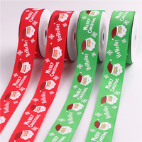 Çeşitli boyutlarda ve renklerde Merry Christmas şerit tel kenarlı saten baskı moda dekorasyon hediye ambalaj şerit özel logo