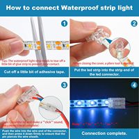 Konektor LED Tape 2Pin 8mm Tanpa Sambungan dan Tanpa Solder untuk Strip LED COB SMD Satu Warna 8mm Tahan Air dan Tidak Tahan Air