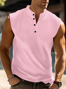 S-3XL Casual tinta unita colletto rialzato <span class=keywords><strong>senza</strong></span> <span class=keywords><strong>maniche</strong></span> con bottoni in cotone bianco camicie da uomo Chemise Homme maschili - Product Image 1