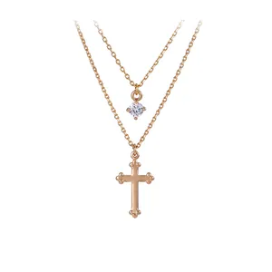 Xuping การค้าต่างประเทศกรมคู่แฟชั่นโซ่สร้อยคอแม่เหล็ก 18 K Gold Cross สร้อยคอจี้เครื่องประดับสำหรับผู้หญิง