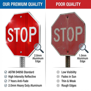 Grand panneau octogonal de signalisation routière 24x24 pouces, <span class=keywords><strong>film</strong></span> réfléchissant de qualité EGP, imperméable et durable, en aluminium - Product Image 4