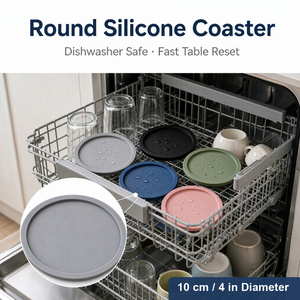 Sous-verre rond en silicone pour <span class=keywords><strong>table</strong></span> de café, compatible lave-vaisselle, 10 cm, design personnalisable avec couleur et emballage sur mesure - Product Image 1
