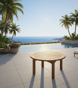 Mesa de centro redonda para exteriores, fabricada con madera de teca seleccionada, para espacios elegantes y duraderos. - Product Image 4