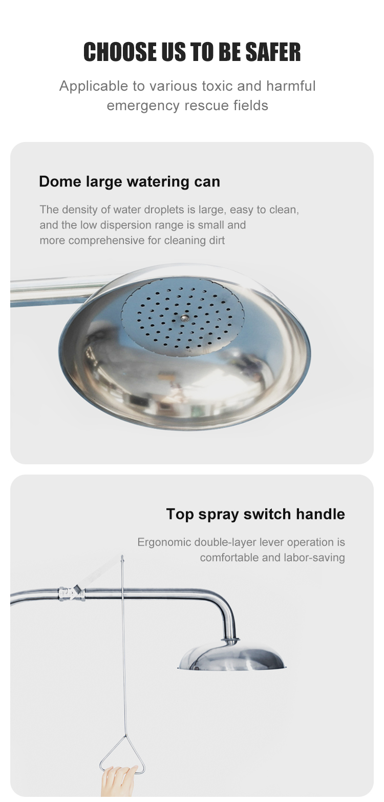 AISI 304 Emergency Shower And Eye Wash Stainless Steel Safety Shower And Eyewash Station