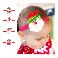 Heißer Verkauf Winter Weihnachten Kinder Elastische Haarbänder Top Baby Stirnband mit Santa Claus