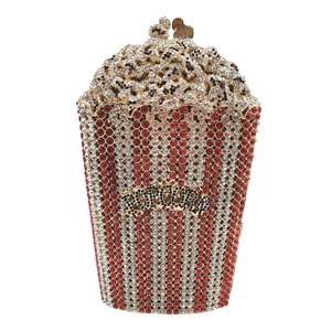 Bolso de Noche Único para Mujer con Cristales de Palomitas de Maíz, Cartera de Mano Novedosa con Pedrería para Cena, Cine, Halloween - Product Image 5