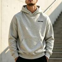 Hoodie Pria Oversize Desain Punggung Berkualitas Tinggi Buatan Produsen Dengan Cetakan Flock