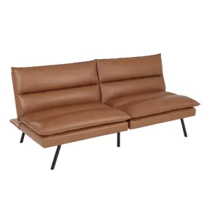 Nisco Sofa tempat tidur isi 3 inci, Sofa Split-back kecil bahan busa memori warna abu-abu dan kembar dengan kaki logam