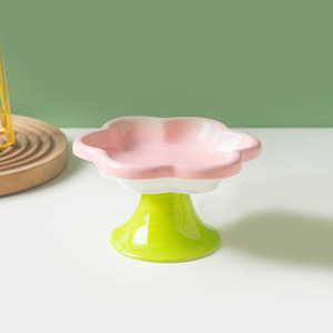 Atacado 2025 Novo Produto para Pets: Tigelas de Cerâmica para Gatos com Base de ABS, Design Floral, Econômicas - Product Image 5