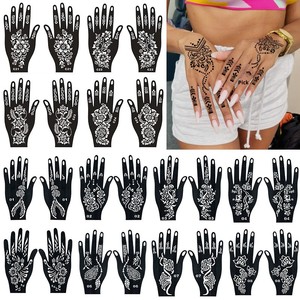 Plantilla de tatuaje de palma transfronteriza, esténcil indio calado pintado con aerosol, tatuaje artístico corporal de henna con forma de mano original - Product Image 2