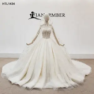 Jancember-vestido de boda de dos piezas, vestido de lujo con cuentas pesadas, Empire, HTL1434