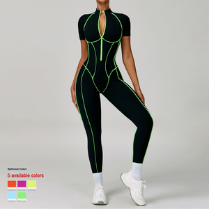 Vestuário Fitness Womens One Piece Cor Brilhante Contraste Backless Bum Bodysuit Ginásio <span class=keywords><strong>Yoga</strong></span> Fitness Macacão Ginásio - Product Image 3