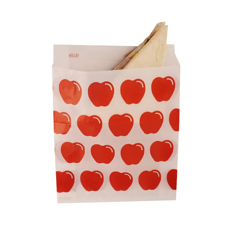 Sacchetti di carta affilati Sandwich con Logo personalizzato per uso alimentare, sacchetto di carta Glassine per imballaggio per la consegna di alimenti