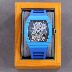 Montre de sport pour homme luxueuse de haute qualité, bleu charme, mouvement squeletté en fibre de carbone 1701TPT, bracelet de 20 mm - Product Image 1