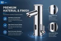 Robinet de lavabo commercial en laiton à capteur sans contact avec réglage manuel de la température et activation infrarouge intelligente