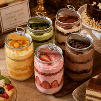 Boîte à milkshake en plastique PET transparent 355 ml (12 oz), qualité alimentaire, pour pudding, mousse, gâteau, avec couvercle en aluminium entièrement ouvrable, pour emballage de desserts