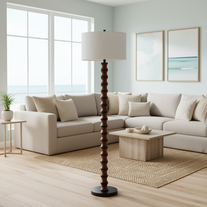 Db 61 Modern Wood <b>Floor</b> <b>Lamp</b> <b>Large</b> Drum <b>Shade</b> Led Light Soft Warm White E26 Base Indoor Lighting - Product Image 2