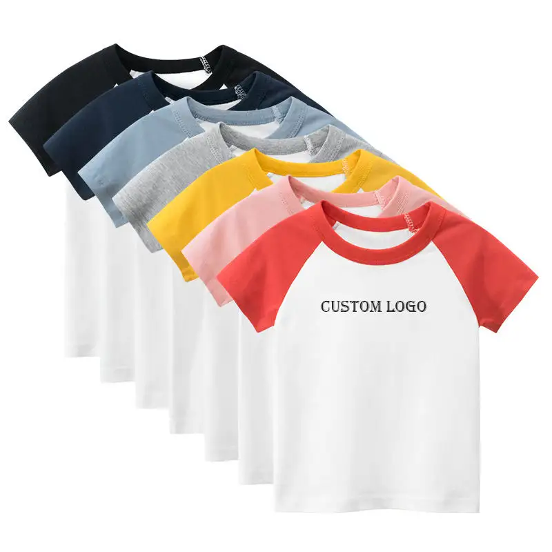 Logo personalizzato Toddler Baby Tshirt Raglan manica corta Baseball Tee 100% cotone T-shirt Summer Tee ragazzi ragazze magliette vuote
