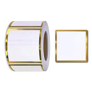 Etichetta in bianco stampabile con bordo dorato adesivo con bordo dorato con codice a barre cerchio impermeabile etichette termiche dirette rotoli - Product Image 6