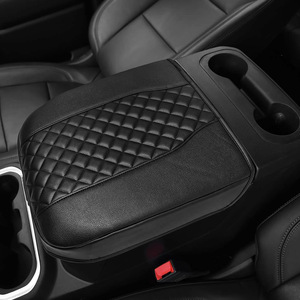 Chevrolet Silverado Armrest Box Cover Pu Leather Black Center Console <b>Pad</b> 19-26 Model Fitment - Product Image 2