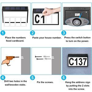 Letter <strong>House</strong> <strong>Number</strong> Lamp Outdoor Waterproof Address <strong>Sign</strong> Door <strong>Lights</strong> <strong>Solar</strong> Garden Wall Security Lighting for Landscape Yard Lawn - Product Image 4