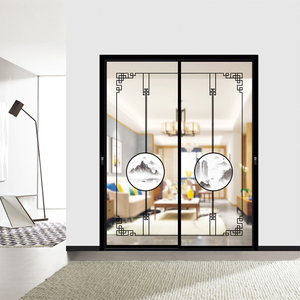 Fuson năng lượng hiệu quả pháp khung nhôm kính để bán an ninh Tempered Đen trượt Patio cửa ra vào - Product Image 1