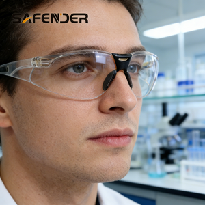 แว่นตานิรภัยกันฝ้า กันรอยขีดข่วน ทนสารเคมี มาตรฐาน ANSI Z87.1 แบบครึ่งกรอบ สามสี สำหรับงานก่อสร้าง - Product Image 6