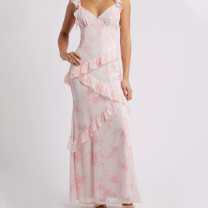 <span class=keywords><strong>Vestido</strong></span> de Verano Personalizado para Mujer, Estilo Boho, Cuello Halter, Espalda Descubierta, con Volantes, Midi, Casual, de Lujo - Product Image 4
