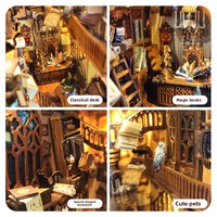 Baleine ciel bricolage cabane monde magique 3D stéréoscopique à la main en bois assemblage serre-livres modèle de bureau jouet pour 14 ans et plus comme cadeau de vacances