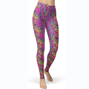 Usine personnalisé femmes 80s Leggings néon artistique Splash imprimé beurre doux extensible pantalon Leggings - Product Image 3