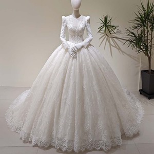 LY169 Elegant V-Neck Embroidery Lace Pattern Wedding Empire Ball Gown <b>Dresses</b> - Product Image 1