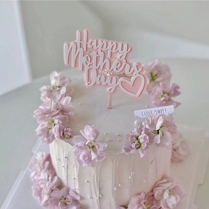 Adorno de acrílico para pastel con diseño de miel y dulzura, Feliz Día de la Madre, decoración de pastel con corazón rosa y blanco para el Día de la Madre - Product Image 4