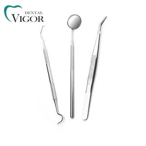Dental Pick <b>Teeth</b> <b>Cleaning</b> <b>Tools</b> 3Pc Stainless Steel Dental IProbe Forceps Mouth Mirror Kit - Product Image 2