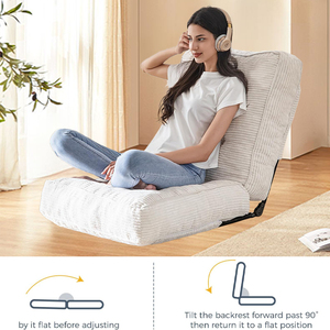 SUREWALHOME Folding <strong>Floor</strong> <strong>Chair</strong> <strong>with</strong> <strong>Back</strong> <strong>Support</strong> Adjustable Gaming <strong>Floor</strong> Meditation <strong>Chair</strong> <strong>with</strong> Tufted Cushion for Reading - Product Image 4