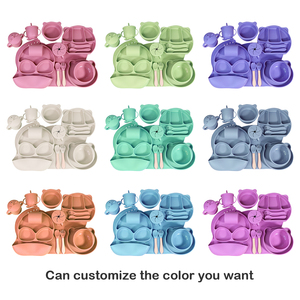 Tùy chỉnh in logo bán buôn trẻ em đồ ăn Bộ đồ ăn BPA free Silicone bé ăn hút bát Silicone tấm Set - Product Image 5