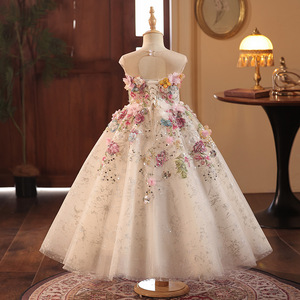 Robes de princesse haut de gamme pour filles, style français, série Forêt, à motifs floraux, pour petites hôtes, défilés, spectacles au piano et fêtes d'anniversaire - Product Image 6