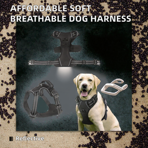 Meilleur prix Offre Spéciale <span class=keywords><strong>Style</strong></span> de luxe <span class=keywords><strong>harnais</strong></span> pour chien de compagnie doux respirant Polyester gilet réfléchissant sangle de poitrine laisses motif solide - Product Image 2