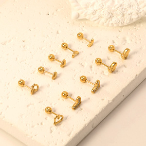 Aretes Hipoalergénicos de Acero Inoxidable 316 para Niños, con Cierre de Rosca, Lindos Aretes de Mariposa y Corazón con Baño de Oro de 18K para Niños - Product Image 2