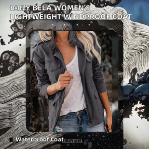 Women's Solid Thin <b>Lightweight</b> Waterproof Windproof Stand-Up Collar Boyfriend Parka <b>Jacket</b> Zipper Closure - Product Image 2