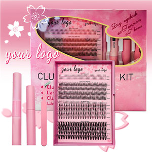 Kit DIY Personnalisé de Faux Segment pour Extensions de <span class=keywords><strong>Cils</strong></span> Premium DD CC Curl Grappes de <span class=keywords><strong>Cils</strong></span> Outil de Colle Dissolvant Boîte Plateau Inclus - Product Image 2