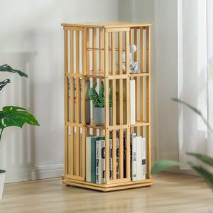 360 xoay 3-tầng góc kệ sách tre lưu trữ hiển thị giá đứng kệ với thiết kế Mở Kệ cho phòng khách - Product Image 4