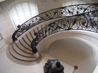 Villa Escalier en colimaçon en fer forgé Main courante courbée de luxe Garde-corps balustrade en fer forgé