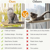 Lit hamac suspendu robuste pour chat Perchoir de fenêtre pliable sans fil avec coussin