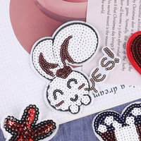 Logo brodé sur ordinateur, sequins en forme de cœur de lapin, badges brodés, accessoires vestimentaires, chapeaux, patchs décoratifs, autocollants