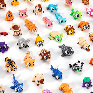 Figurines <span class=keywords><strong>d</strong></span>'animaux multicolores imprimées en 3D avec de grands yeux, modèles amusants pour les mini-paysages sur le thème des parcs de faune - Product Image 4