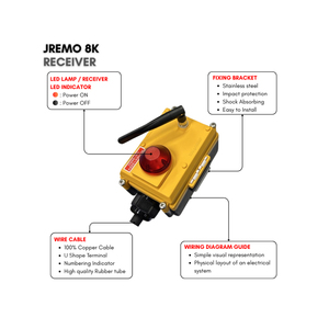 Điều khiển từ xa không dây công nghiệp hạng nặng JEICO, JREMO 8K cho cần cẩu & tời, 8 nút, cần cẩu trên cao, tốc độ đơn/kép - Product Image 4