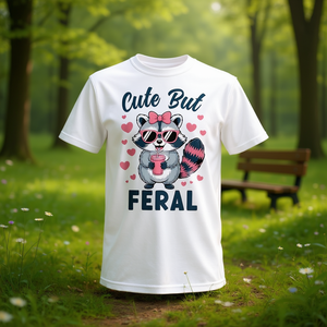 T-shirt pour filles avec motif de raton laveur mignon mais sauvage - Product Image 3